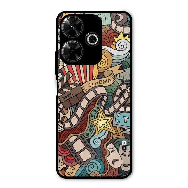 Retro Doodle Art Metal Back Case for Poco M6 Plus