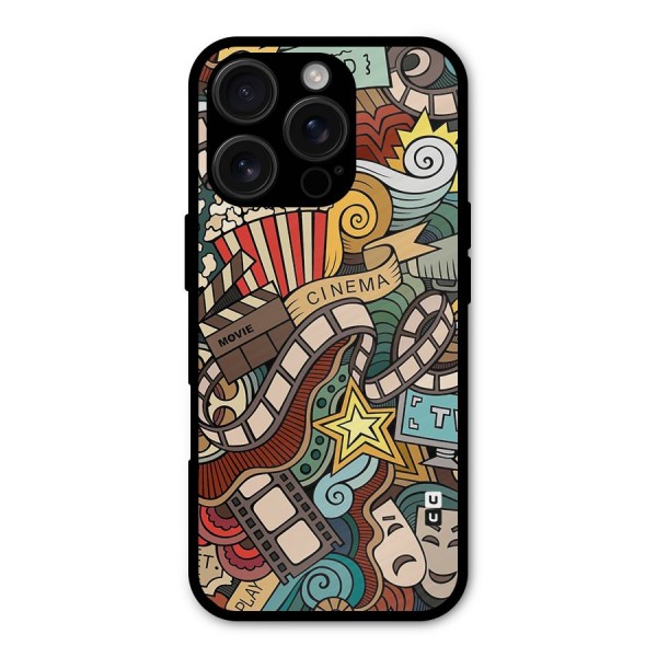 Retro Doodle Art Metal Back Case for iPhone 16 Pro