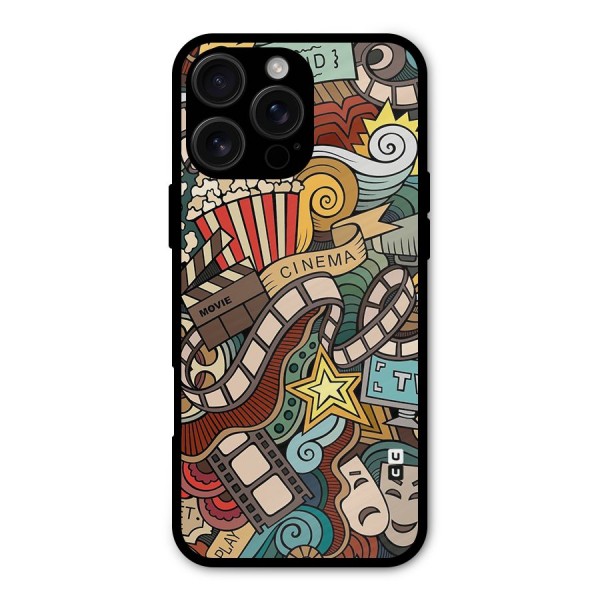 Retro Doodle Art Metal Back Case for iPhone 16 Pro Max
