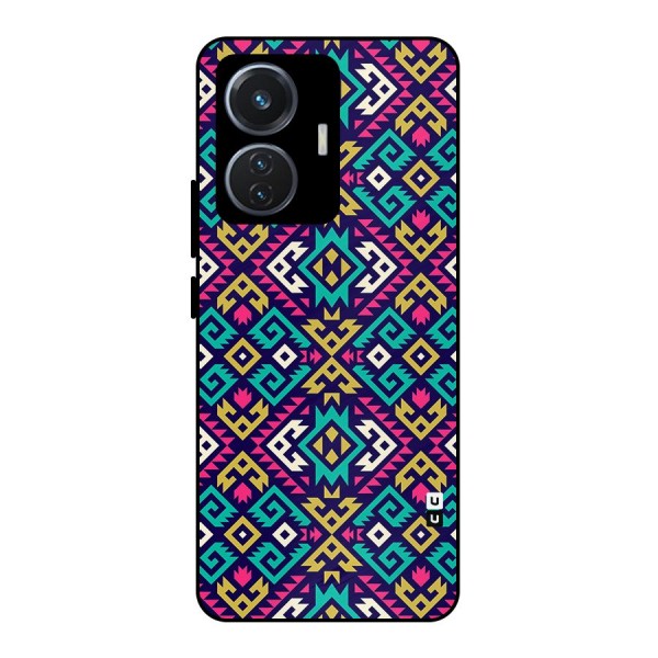 Retro Geometric Pattern Metal Back Case for iQOO Z6 44W