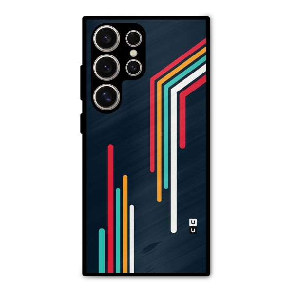 Retro Lines Minimal Stripes Metal Back Case for Galaxy S24 Ultra