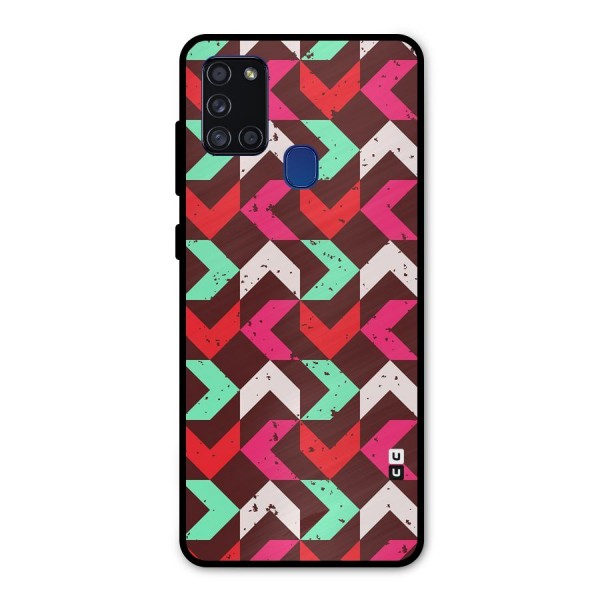 Retro Red Pink Pattern Metal Back Case for Galaxy A21s