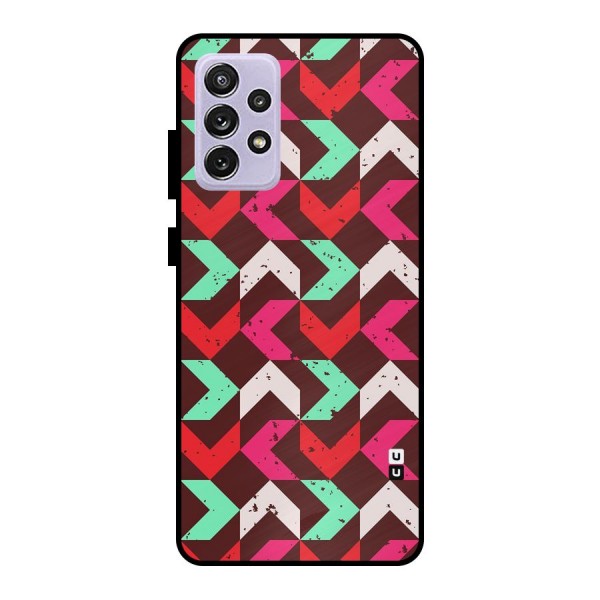 Retro Red Pink Pattern Metal Back Case for Galaxy A72