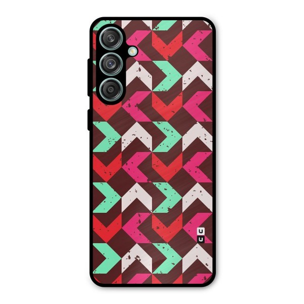 Retro Red Pink Pattern Metal Back Case for Galaxy M55 5G