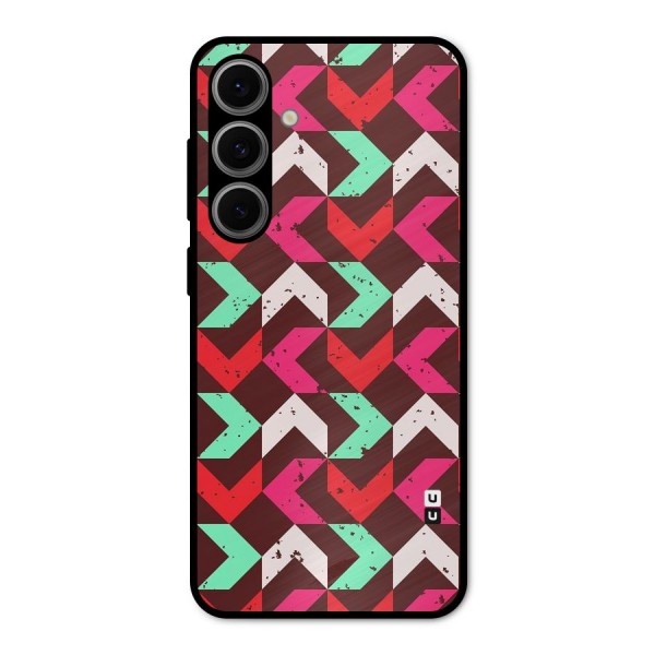 Retro Red Pink Pattern Metal Back Case for Galaxy S24 FE