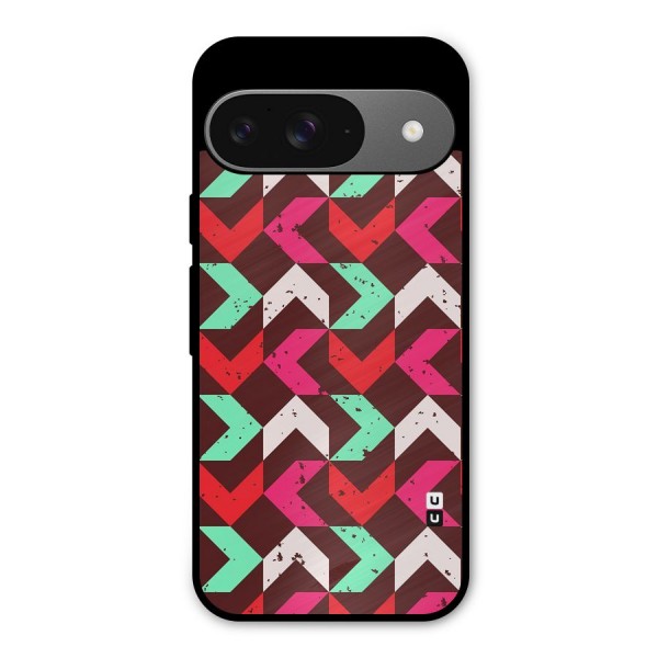 Retro Red Pink Pattern Metal Back Case for Google Pixel 9