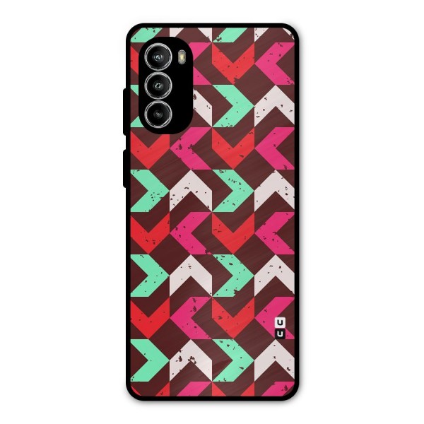 Retro Red Pink Pattern Metal Back Case for Moto G52