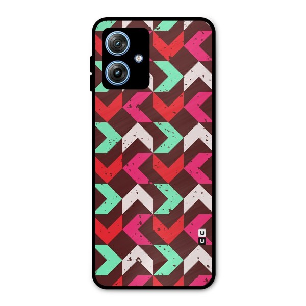 Retro Red Pink Pattern Metal Back Case for Moto G54