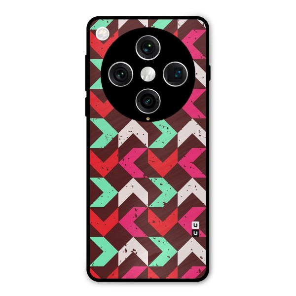 Retro Red Pink Pattern Metal Back Case for Oppo Find X8 Pro