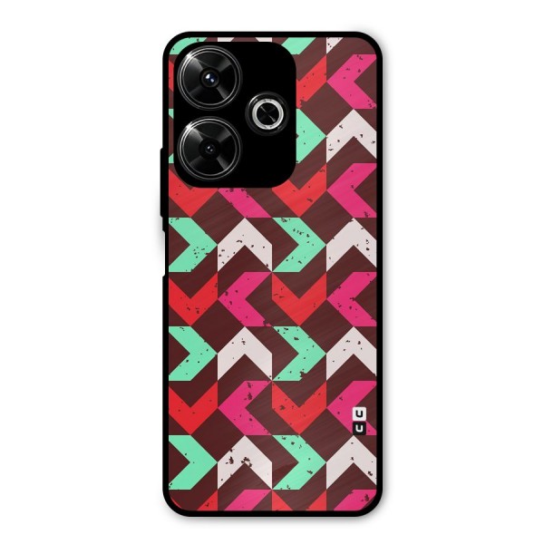 Retro Red Pink Pattern Metal Back Case for Poco M6 Plus