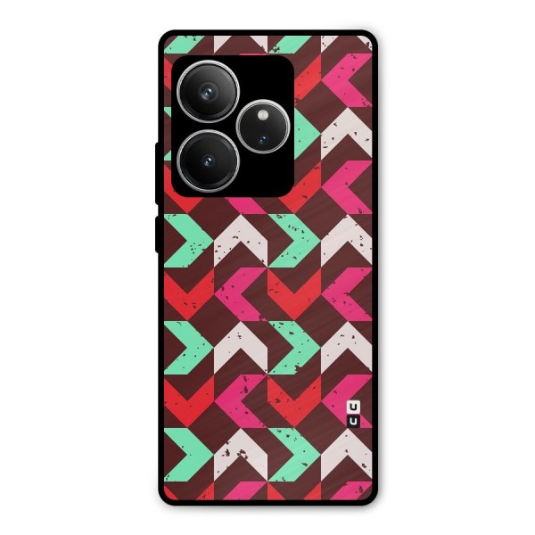 Retro Red Pink Pattern Metal Back Case for Realme GT 6