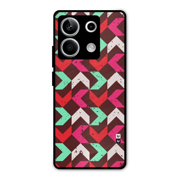 Retro Red Pink Pattern Metal Back Case for Redmi Note 13 5G