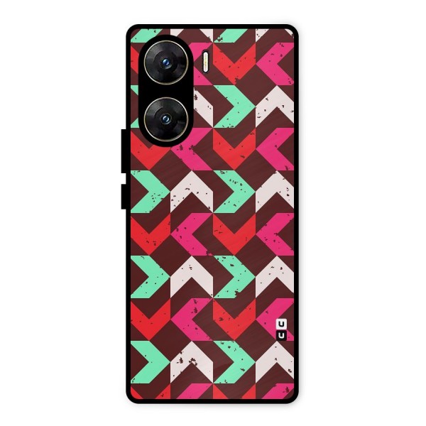 Retro Red Pink Pattern Metal Back Case for Vivo V29e