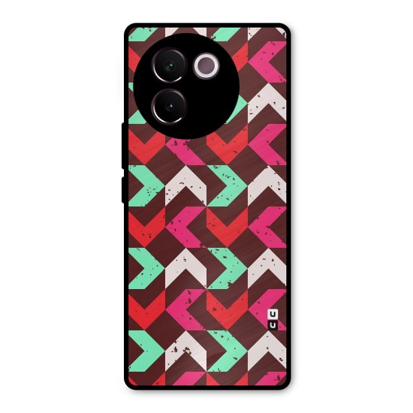 Retro Red Pink Pattern Metal Back Case for Vivo V30e