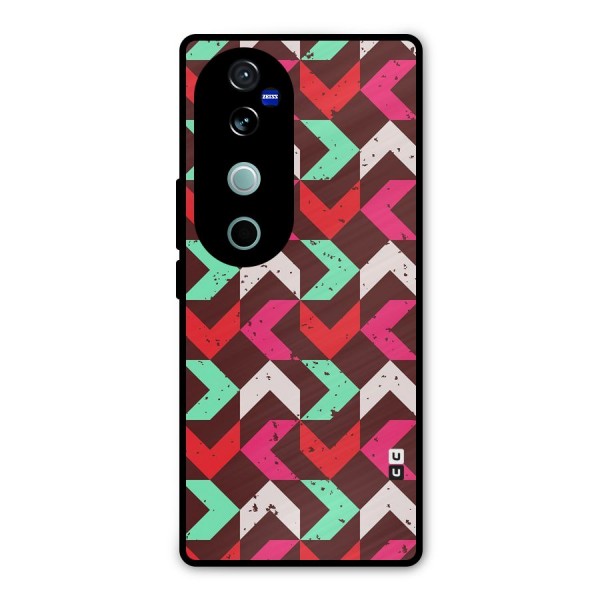 Retro Red Pink Pattern Metal Back Case for Vivo V40 Pro