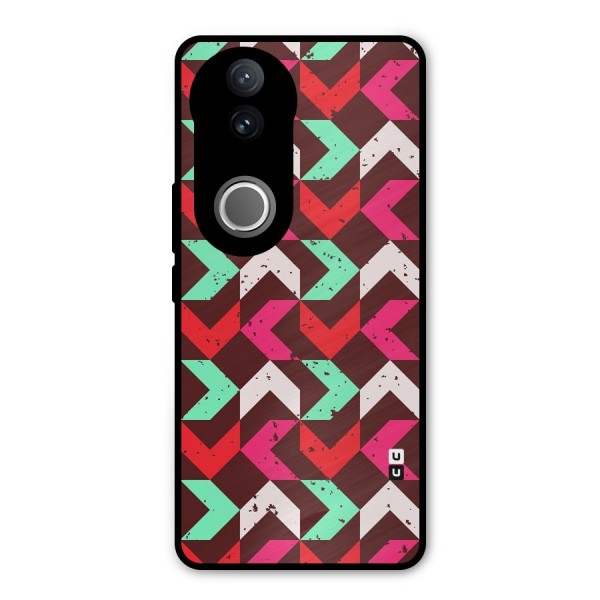 Retro Red Pink Pattern Metal Back Case for Vivo V50e