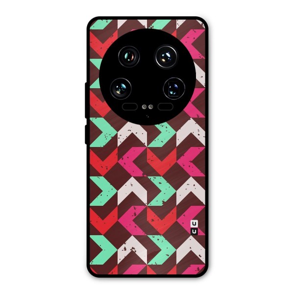 Retro Red Pink Pattern Metal Back Case for Xiaomi 14 Ultra