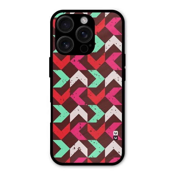 Retro Red Pink Pattern Metal Back Case for iPhone 16 Pro