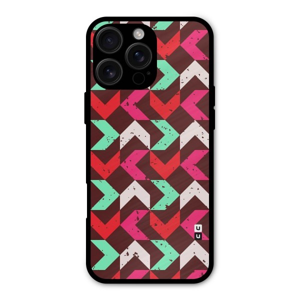 Retro Red Pink Pattern Metal Back Case for iPhone 16 Pro Max