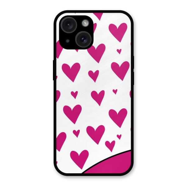 Romantic Couples with Hearts Metal Back Case for iPhone 15