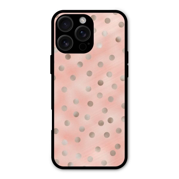 RoseGold Polka Dots Metal Back Case for iPhone 16 Pro Max