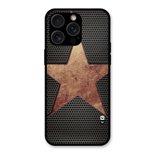 Rugged Gold Star Metal Back Case for iPhone 15 Pro Max