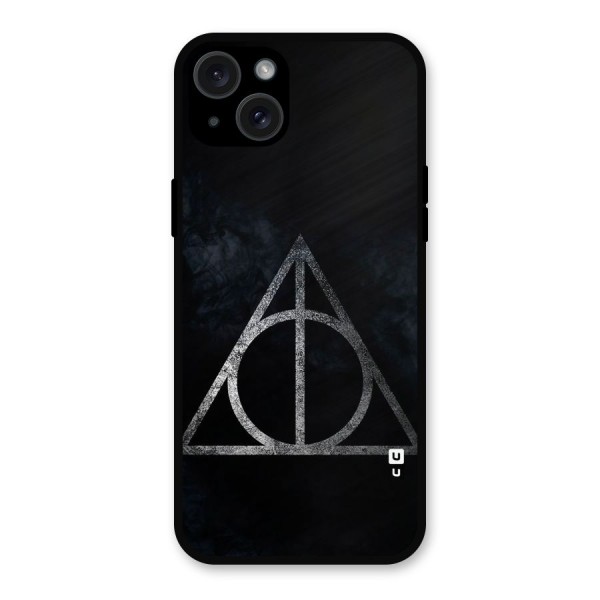 Rugged Triangle Design Metal Back Case for iPhone 15 Plus