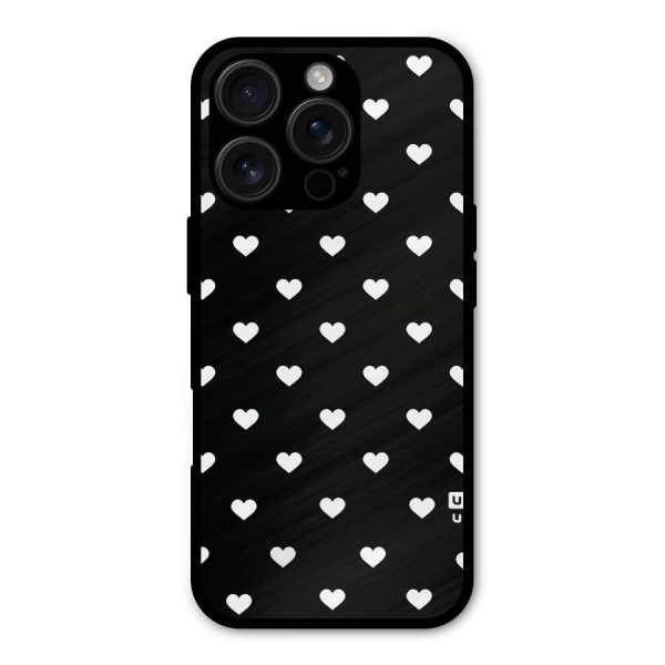 Seamless Hearts Pattern Metal Back Case for iPhone 16 Pro