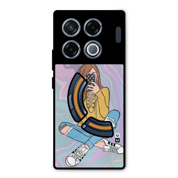 Selfie Girl Illustration Metal Back Case for Infinix GT 20 Pro