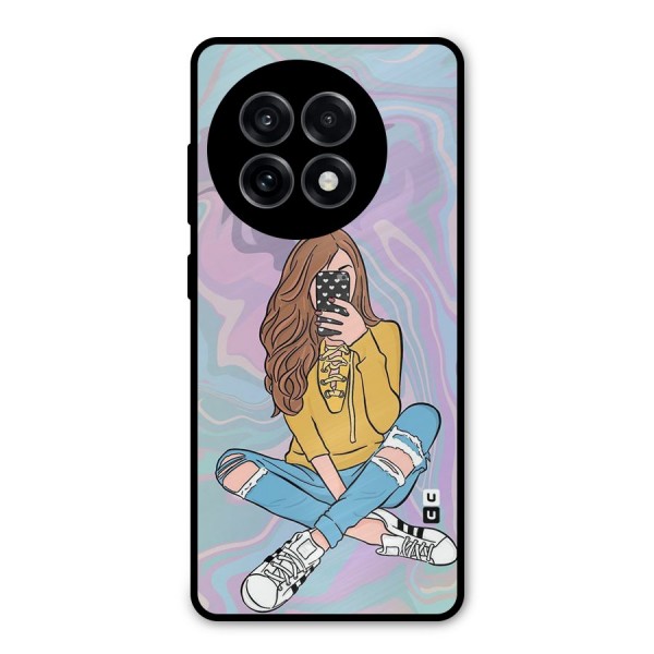 Selfie Girl Illustration Metal Back Case for OnePlus 13R