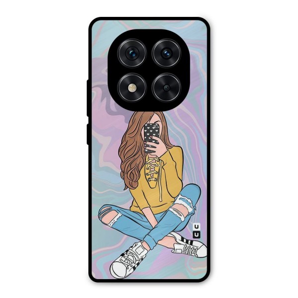 Selfie Girl Illustration Metal Back Case for Redmi Note 14 Pro 5G