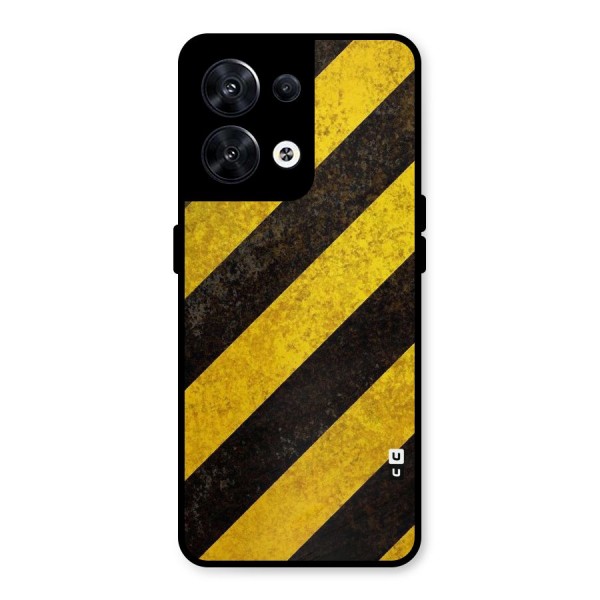 Shaded Yellow Stripes Metal Back Case for Oppo Reno8 5G