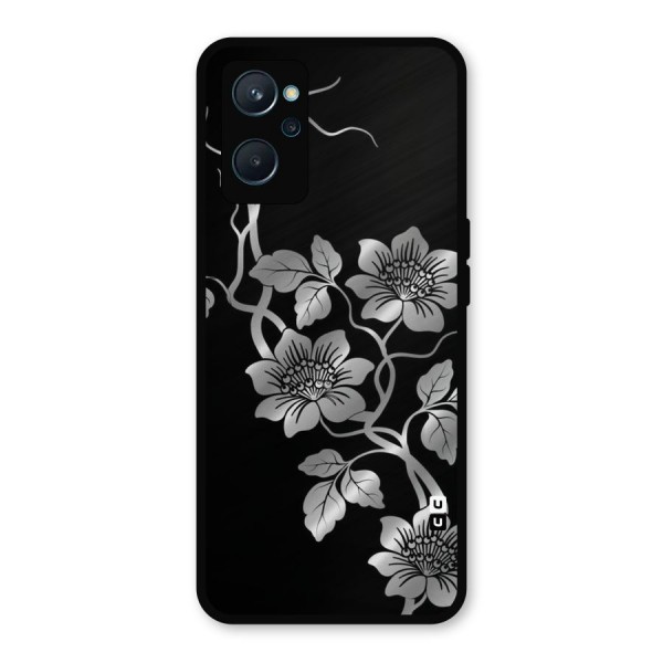 Silver Grey Flowers Metal Back Case for Realme 9i