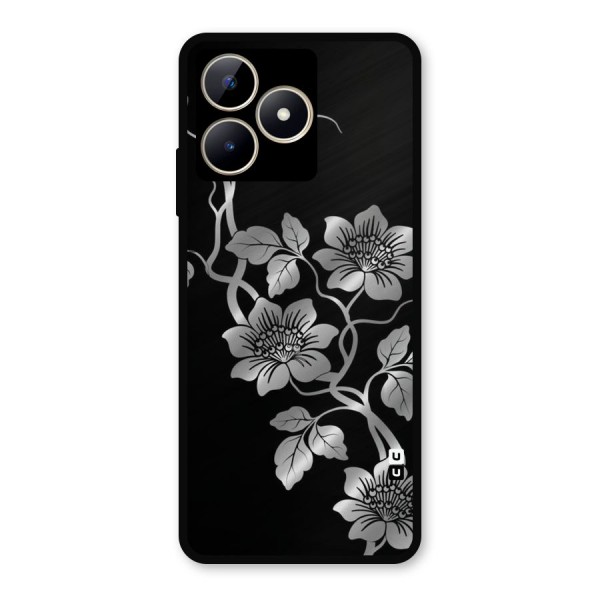 Silver Grey Flowers Metal Back Case for Realme C53