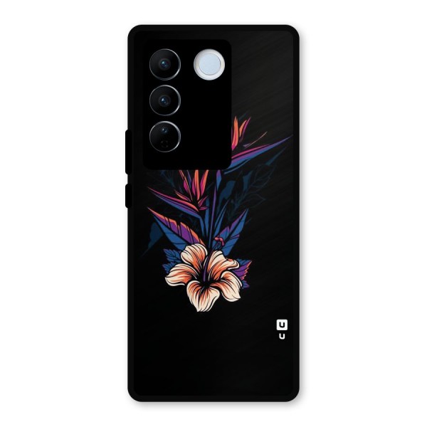 Single Painted Flower Metal Back Case for Vivo V27 Pro