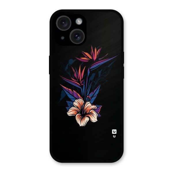 Single Painted Flower Metal Back Case for iPhone 15