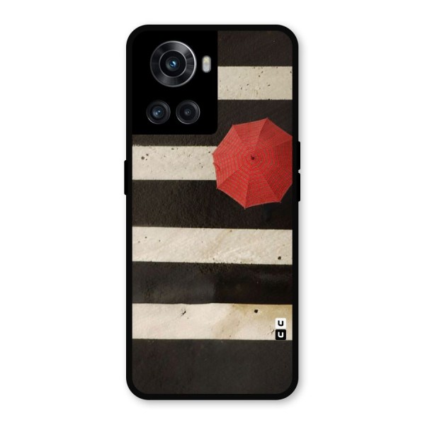Single Red Umbrella Stripes Metal Back Case for OnePlus 10R