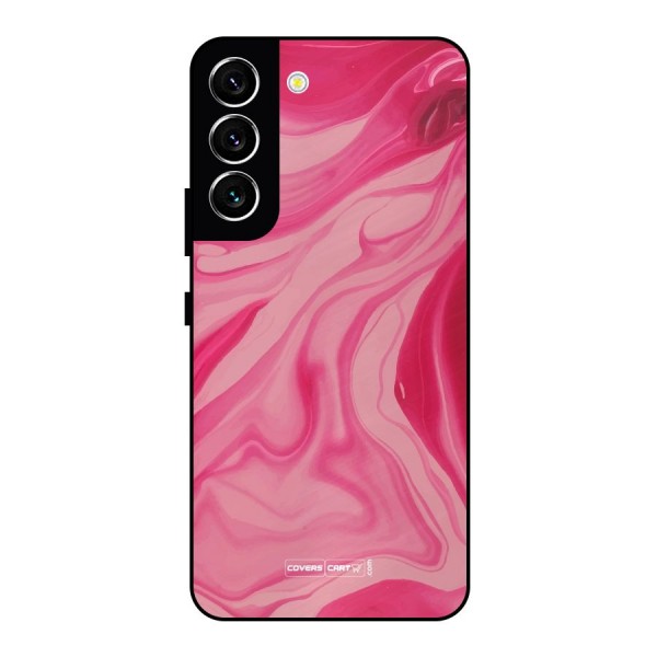 Sizzling Pink Marble Texture Metal Back Case for Galaxy S22 5G