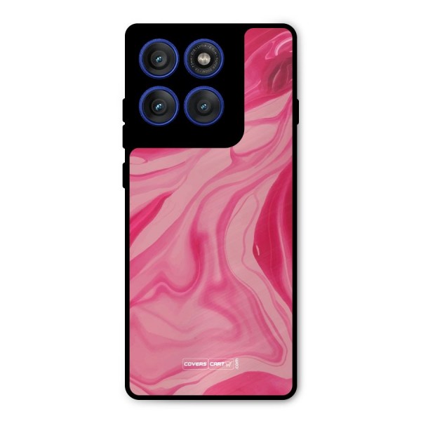 Sizzling Pink Marble Texture Metal Back Case for Motorola Edge 60 Pro