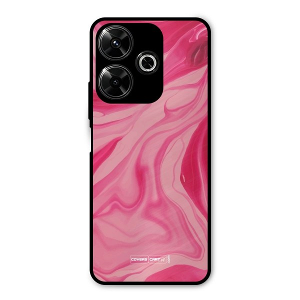 Sizzling Pink Marble Texture Metal Back Case for Poco M6 Plus