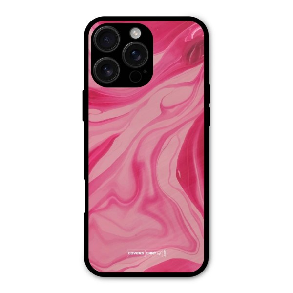 Sizzling Pink Marble Texture Metal Back Case for iPhone 16 Pro Max