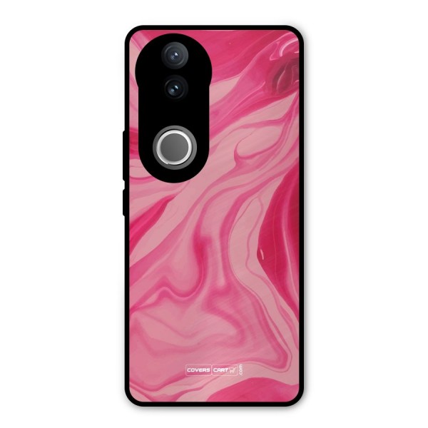 Sizzling Pink Marble Texture Metal Back Case for iQOO Z10R