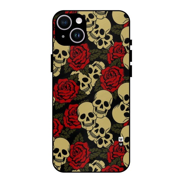 Skulled Roses Metal Back Case for iPhone 14 Plus