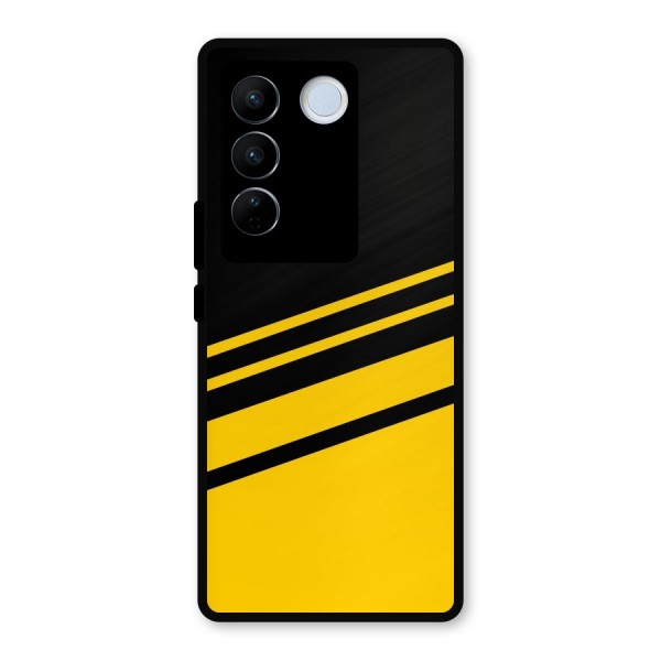 Slant Yellow Stripes Metal Back Case for Vivo V27