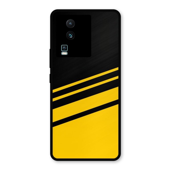 Slant Yellow Stripes Metal Back Case for iQOO Neo 7 Pro