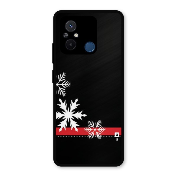 Snowflake Ribbon Metal Back Case for Redmi 12C