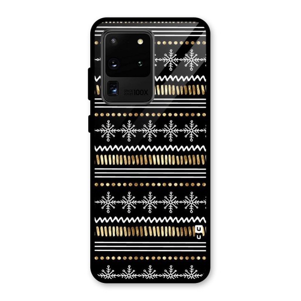 Snowflakes Gold Glass Back Case for Galaxy S20 Ultra