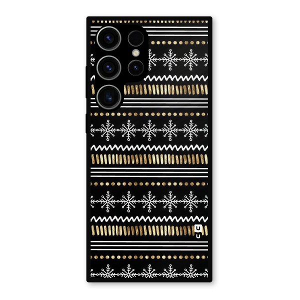 Snowflakes Gold Metal Back Case for Galaxy S23 Ultra