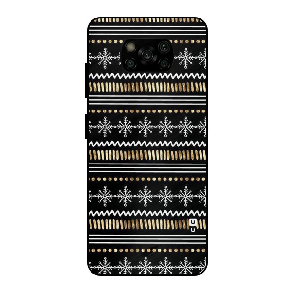 Snowflakes Gold Metal Back Case for Poco X3