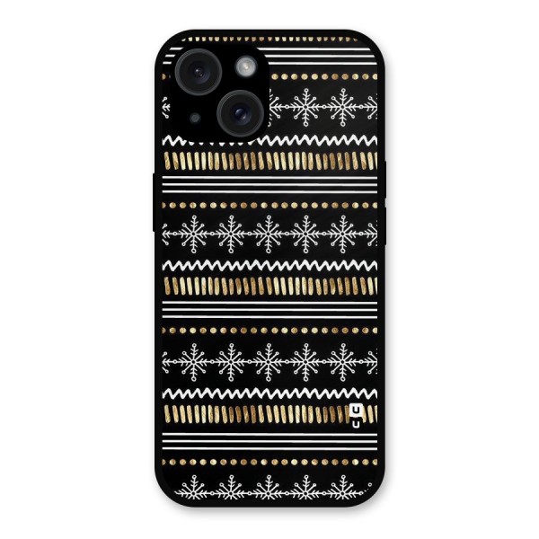 Snowflakes Gold Metal Back Case for iPhone 15
